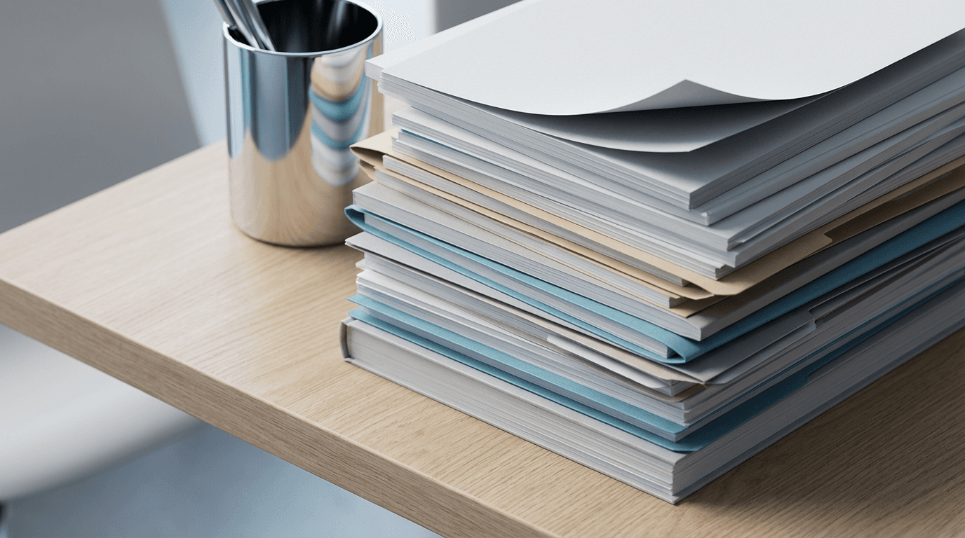 Organized business documents and logistics materials